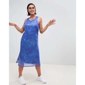 NWT Adidas OE Tank Midi Dress Multicolor Blue Trefoil CF9969 Womens XS